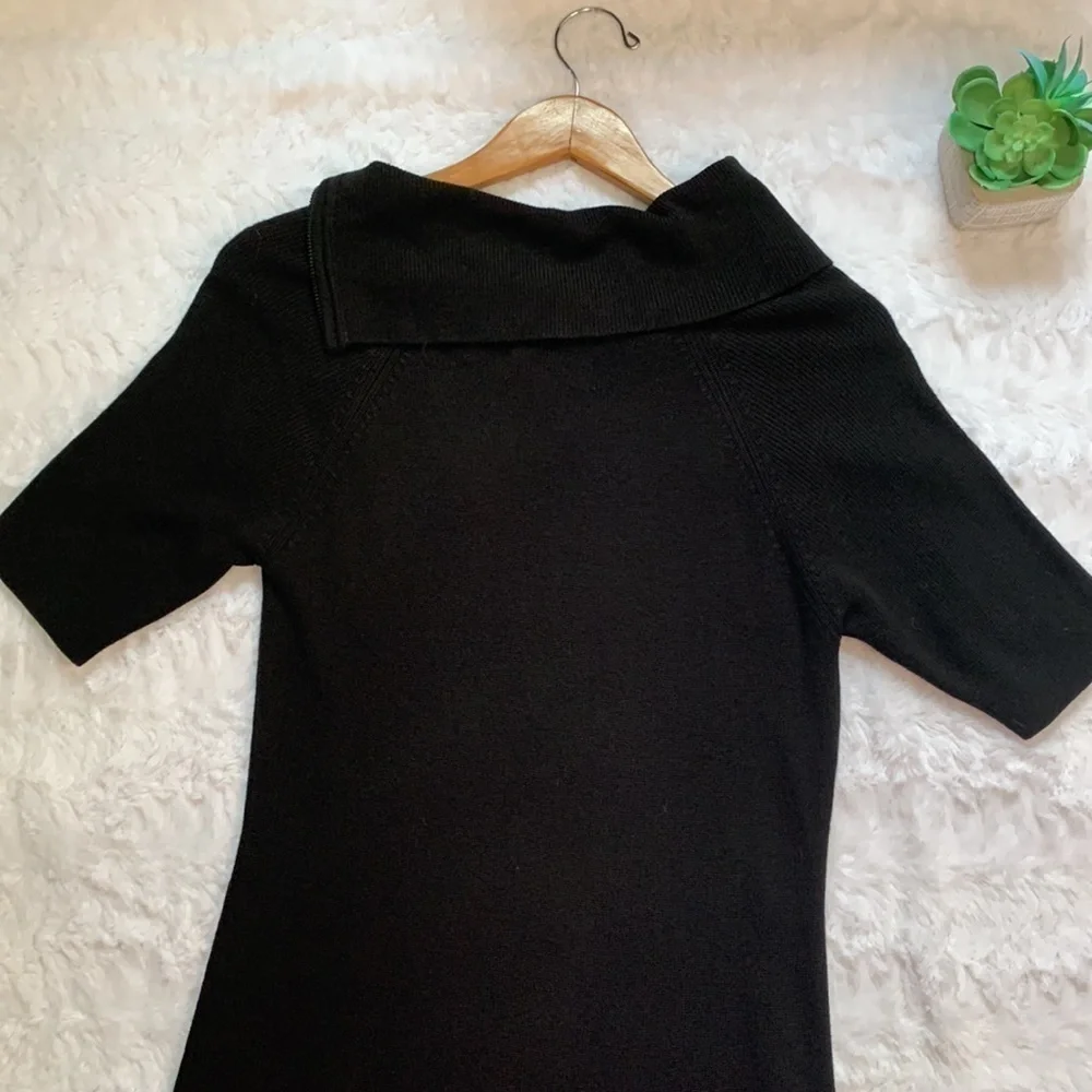 ELLEN Tracy black shirt zipper cowl neck kit sweater dress